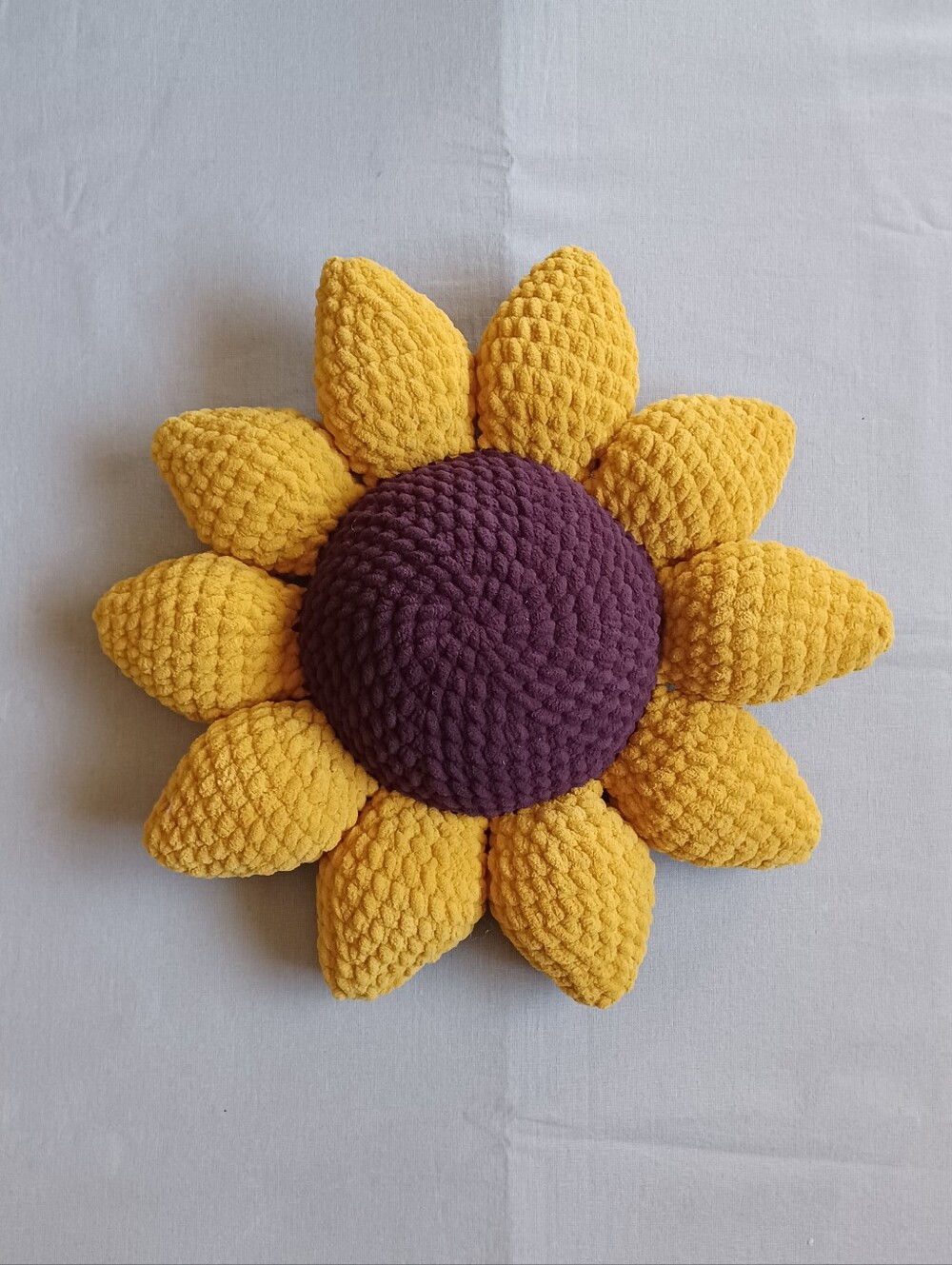 Handmade Crochet Sunflower Decorative Pillow